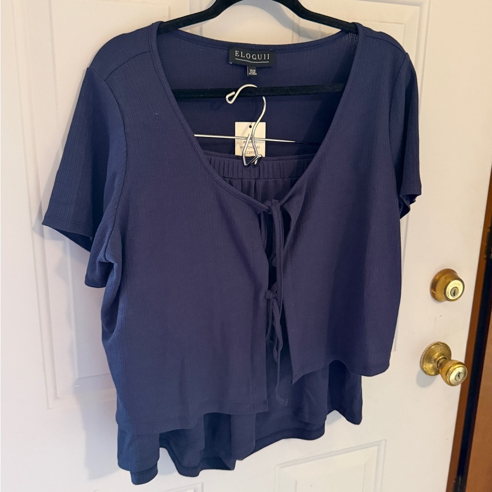 NWT Eloquii Loungewear Set- Open Tie Top and Matching Shorts